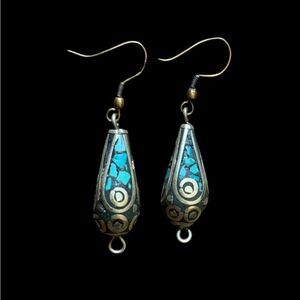 Vintage Hand Crafted Tibetan Turquoise Earrings
